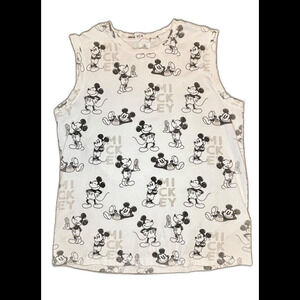 Disney Parks Mickey Mouse Men's Sleeveless Shirt Top White Gray Size LG